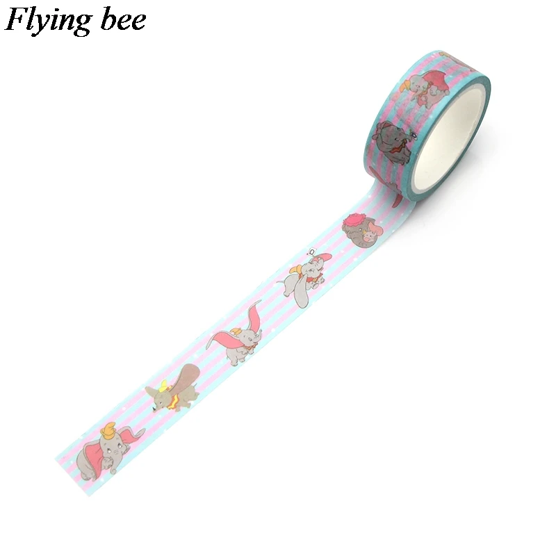 Flyingbee 15 стилей 15 мм X 5 м мультфильм Кот Аниме Наруто васи лента бумага DIY декоративные Дамбо стежка стикеры Липкая лента X0677 - Цвет: 14