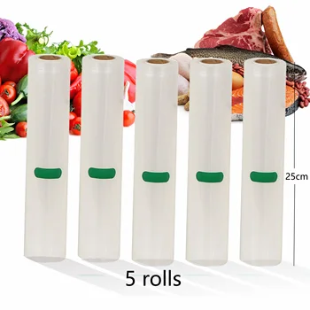 

5 Rolls/Lot Home Kitchen Food Vacuum Bag For Vacuum Sealer Storage Bags Food Fresh Keeping 25cm*500cm