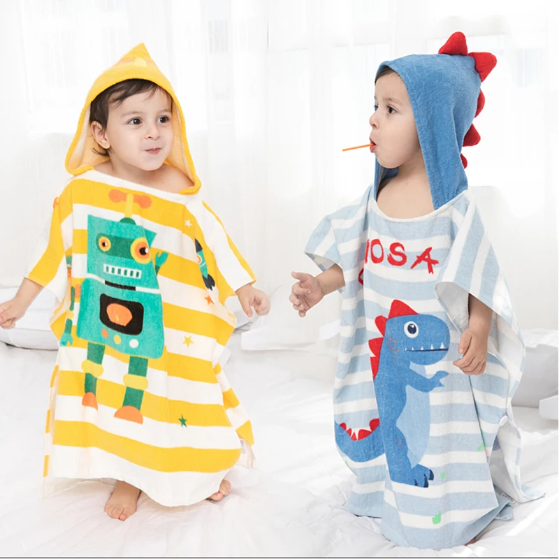 Children Baby Bath Towel Cape Can Wear Hooded Gauze Cotton Towel Absorbent and Quick-drying Swimming Bathrobe Men and Women Baby