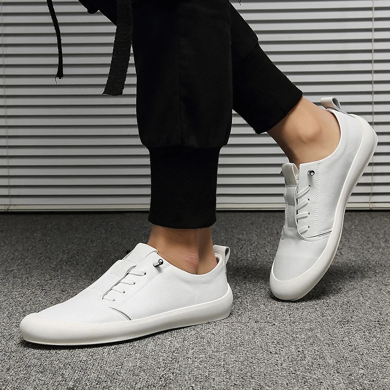 Mans Sneakers Leather Designers Italian Sneakers Men White Casual Shoe Man Fashion Men Leather Loafers