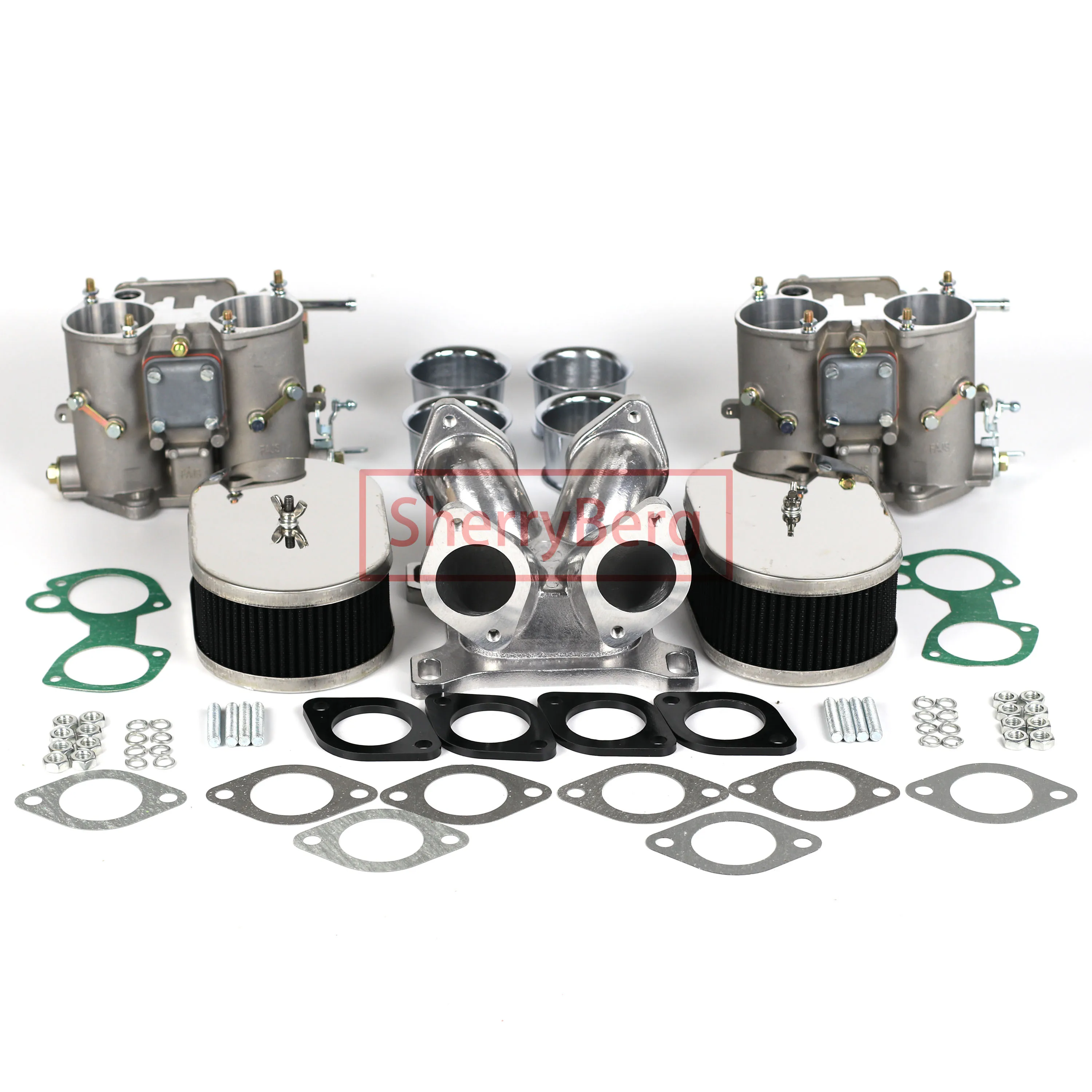 

SherryBerg FAJS ЭМПИ WEBER Карбюратор Carb Conversion Kit 4 баррель Холли для адаптера переменного тока Вт две 48 DCOE для Ford Chevy V8