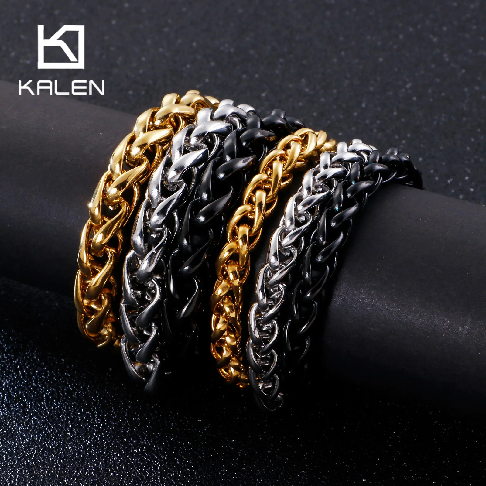 KALEN Retro Braided Stainless Steel HipHop Style Bracelet For Men Tricolor Cheap Wholesale Bracelets | Украшения и аксессуары
