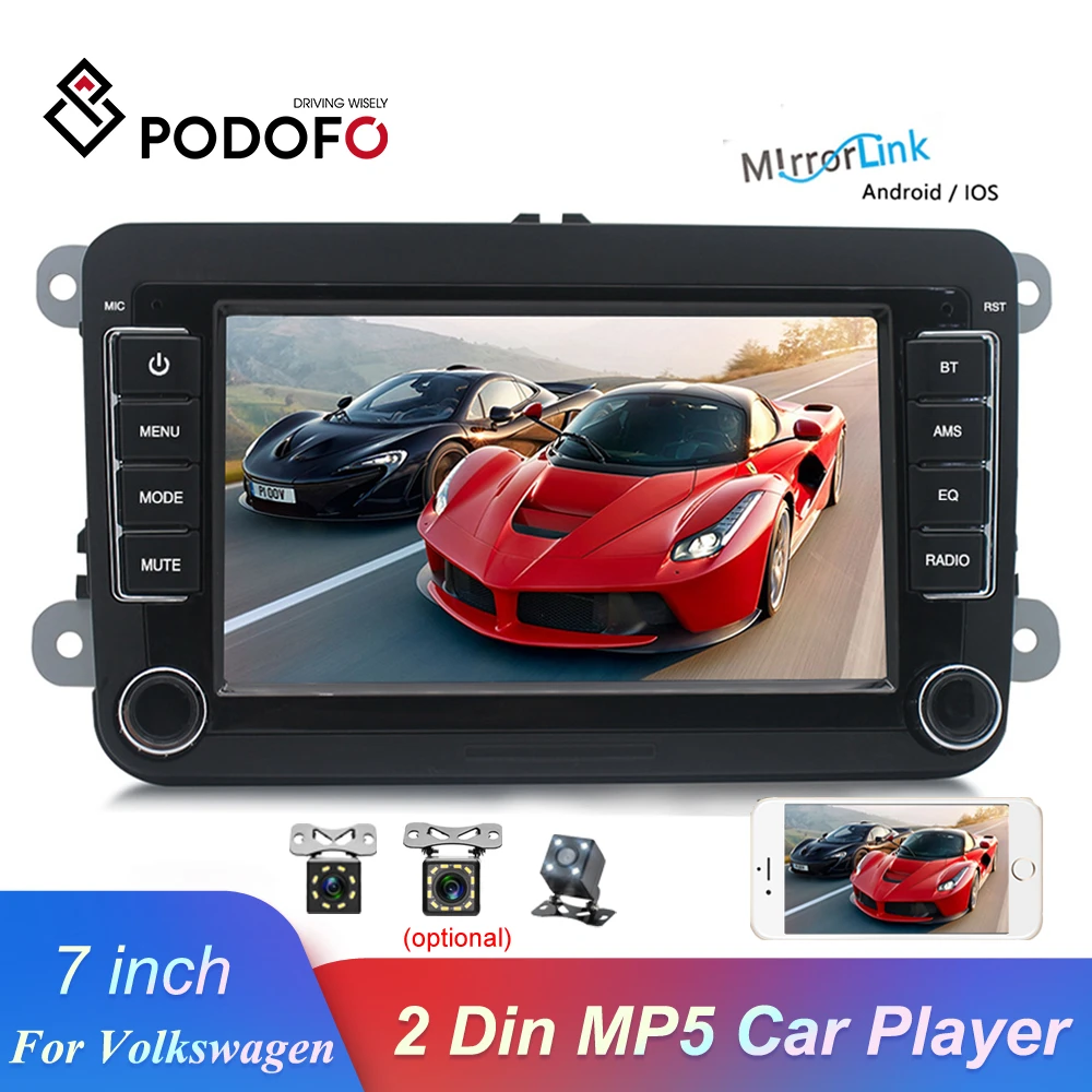 Podofo " 2 Din автомобильное радио Mirrorlink Bluetooth Авто Радио стерео, сенсорный экран MP5 плеер FM USB AUX для Volkswagen Авторадио