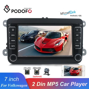 

Podofo 7" 2 Din Car Radio Mirrorlink Bluetooth Auto Radio Stereo Touch Screen MP5 Player FM USB AUX For Volkswagen Autoradio