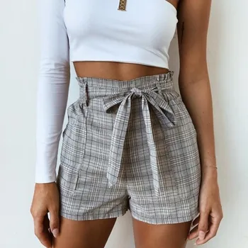 

2020 Ladies Summer Shorts Casual Short Pants Knot Tie Waist Slim Plus Size Shorts spodenki damskie