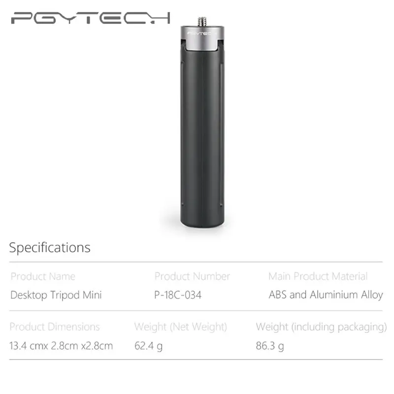 PGYTECH штатив с мини ручкой настольный для DJI OSMO Pocket 2 GoPro 9 8 экшн камеры 1/4 резьбовой