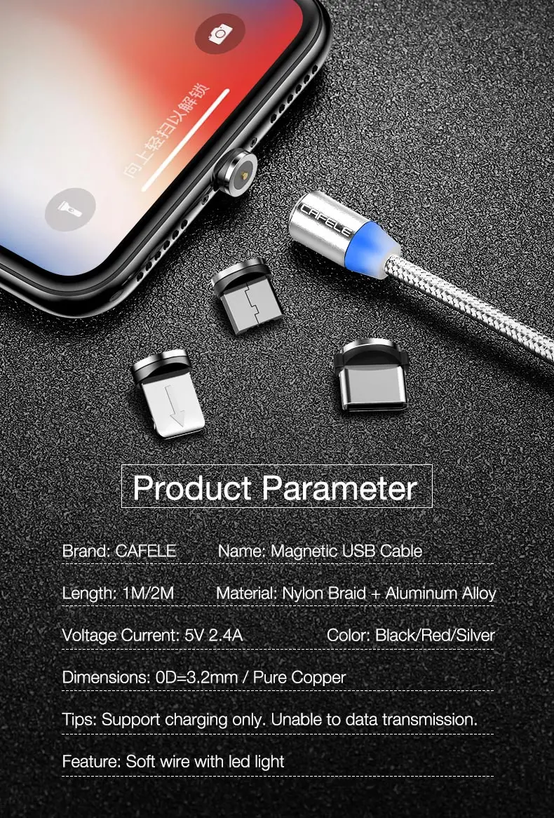 Магнитный USB кабель для iPhone 11 XR зарядное устройство магнитный светодиодный usb-кабель для iPhone Xiaomi samsung
