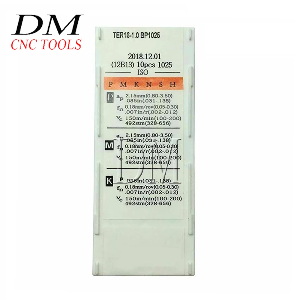 10pcs TER16-1.0 TER16-1.1 TER16-1.2 BP1025 Carbide insert Paper-mounted Shallow groove cut-off insert