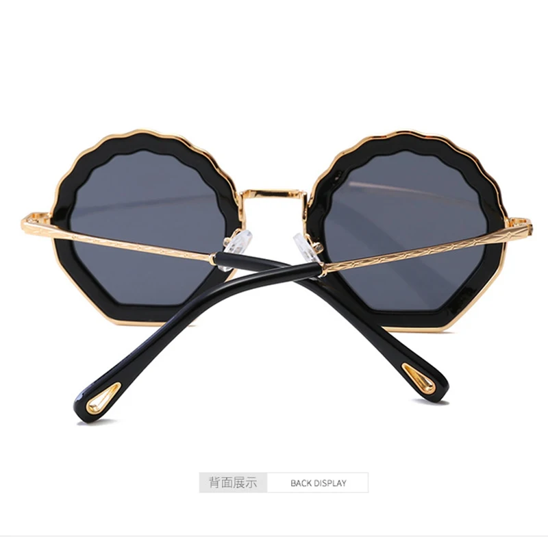 SOL DE ORO круглая оправа гофрированные очки Полигон цветок форма Солнцезащитные очки женские элегантные оригинальные солнцезащитные очки