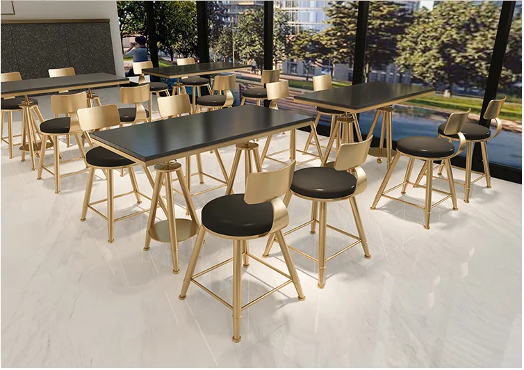 Table and chair combination of Nordic modern net red milk tea shop simple and fresh coffee shop dessert shop iron chair small ta