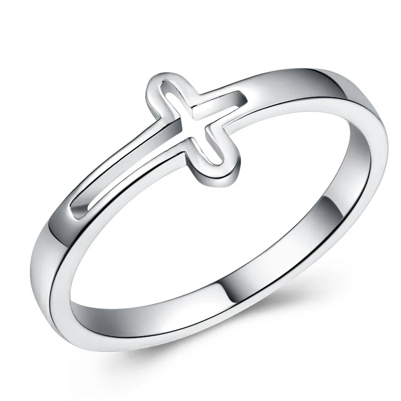 

Fashion Personality Hollow Cross Men and Women Ring Copper Silver Plated Party Jewelry