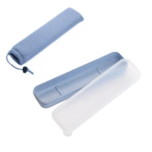 Pajita DE TRIGO portátil reutilizable con bolsa de almacenamiento, cubierta transparente práctica de viaje escolar, juego de vajilla, cubiertos duraderos para el hogar