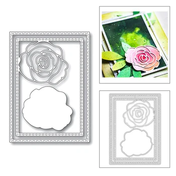 

2020 New Rectangle Layering Photo Frame Flower Embossing Metal Cutting Dies For Making Greeting Card Paper Scrapbooking No Stamp