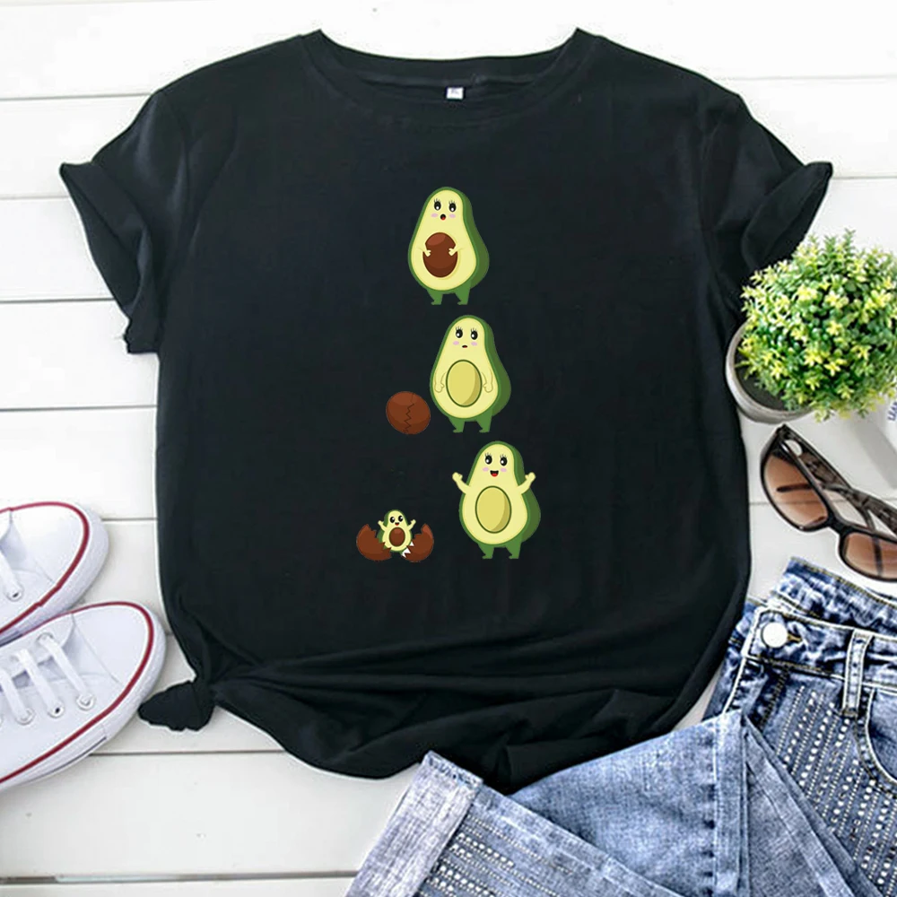 Womens Tshirts Lovely And Cheerful Fashion Avocado Printed T-Shirt For Woman Cotton Vintage Women T Shirt Fashion Punk Clothing