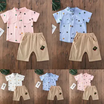 

2PCS Child Infant Kids Baby Boy Outfit Set Top+Shorts Pants Gentleman Party Suit