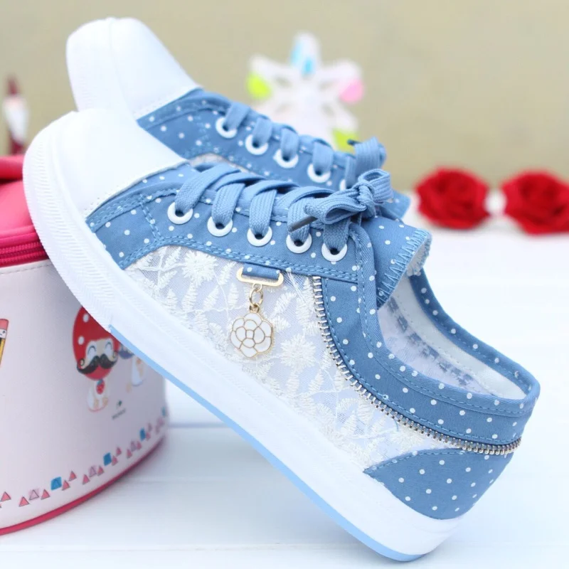 

LIAOCHI Women fashion canvas casual shoes Casual Sneakers Breathable flat Vulcanize Walking shoes