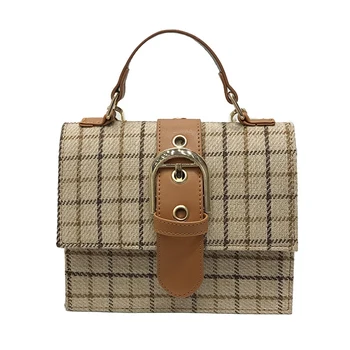 

Fashion Women's Plaid Stripes Wool Belt Shoulder Bag Famous Brand Bag Women Luxury New Vintage Crossbody Bags For Women