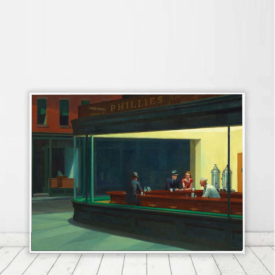 Dipinti Di Arte Della Parete Wall Canvas Art Poster E Stampe Wall Art Nighthawks Di Edward Hopper Pictures For Living Room Home Decor