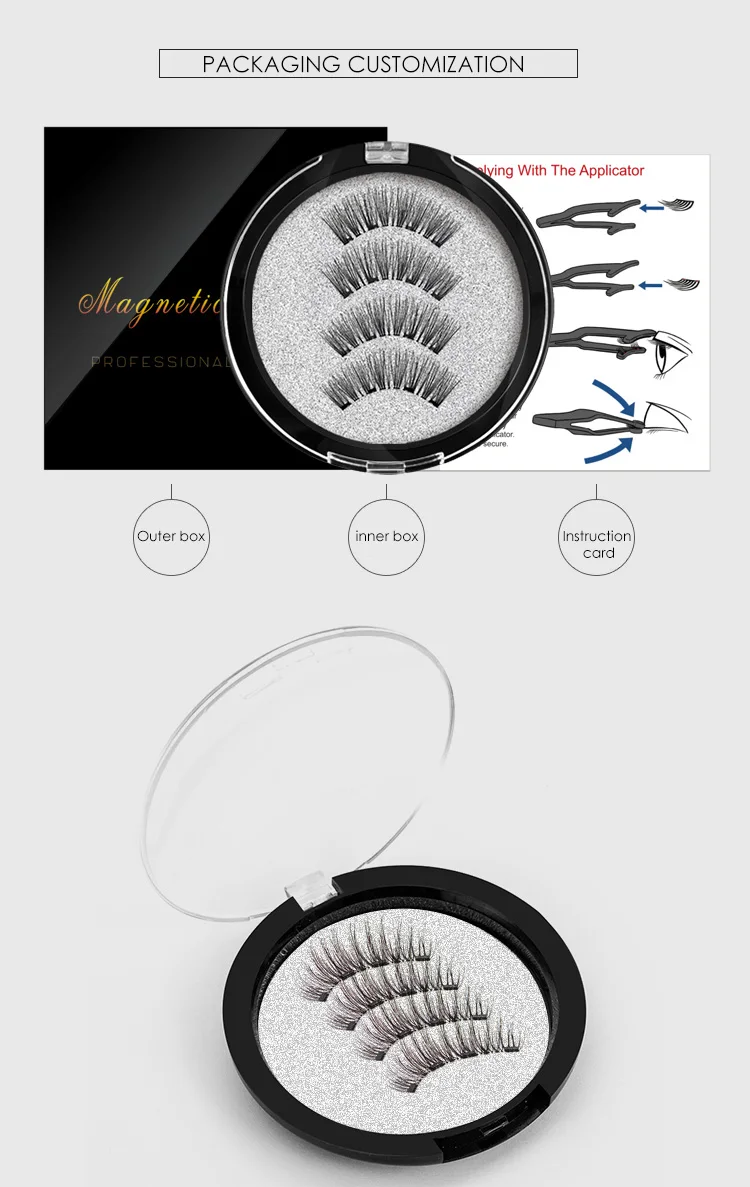Genailish 3D Магнитные ресницы с 4 магнитами Накладные ресницы ручной работы 4 шт. набор для макияжа глаз AD001