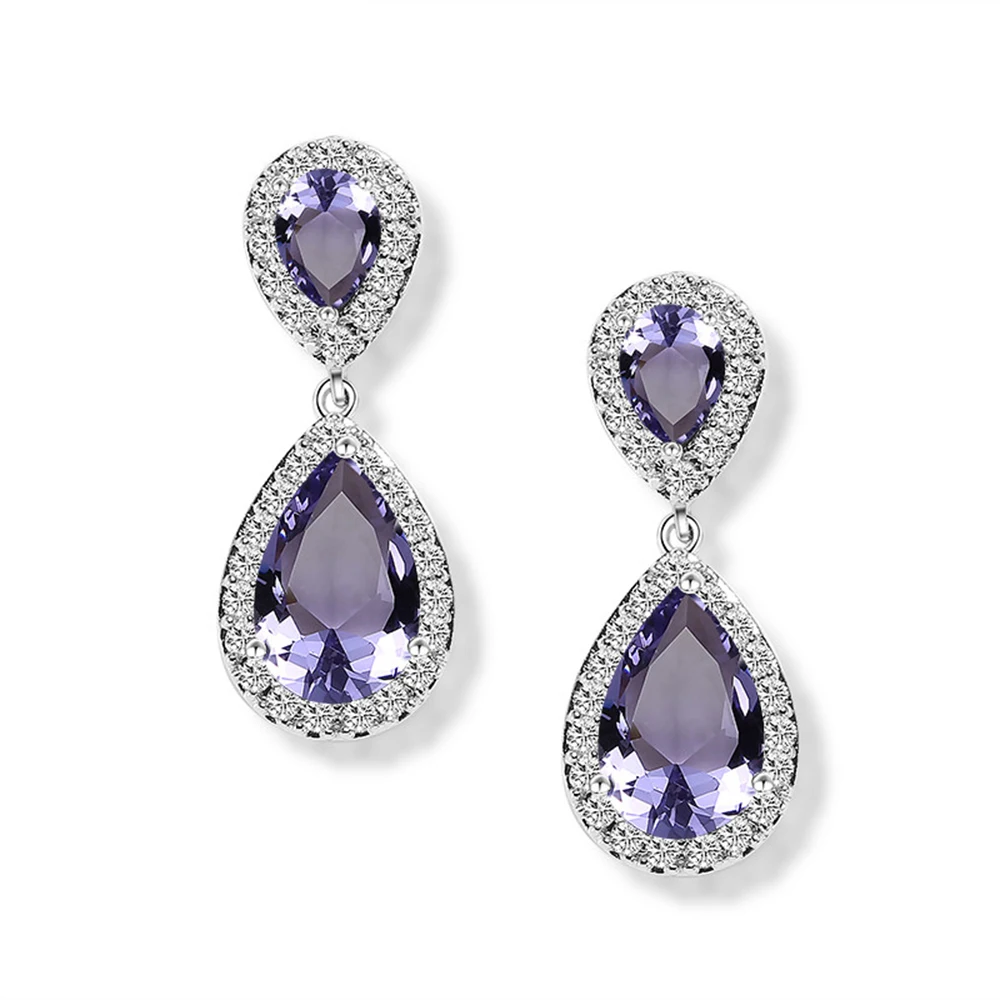 Wedding Earrings 6 Серьги в форме капли из розового золота с кристаллами для женщин, свадебные серьги со стразами, ювелирные изделия, Классические женские серьги - Окраска металла: Wedding Earrings 6