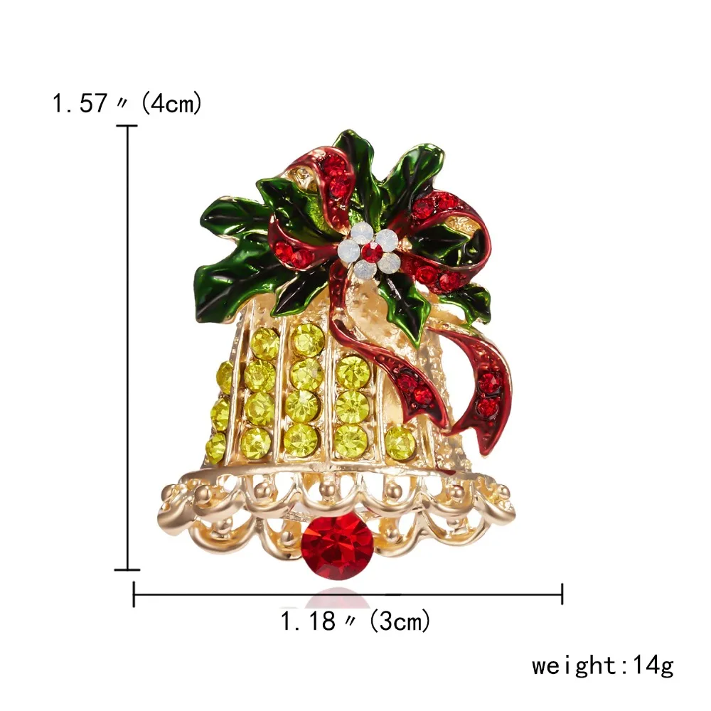 Rinhoo модные рождественские булавки, подарки, рождественские колокольчики, венок, снежинка, звезда, хрустальные броши для женщин, цветная Новогодняя брошь