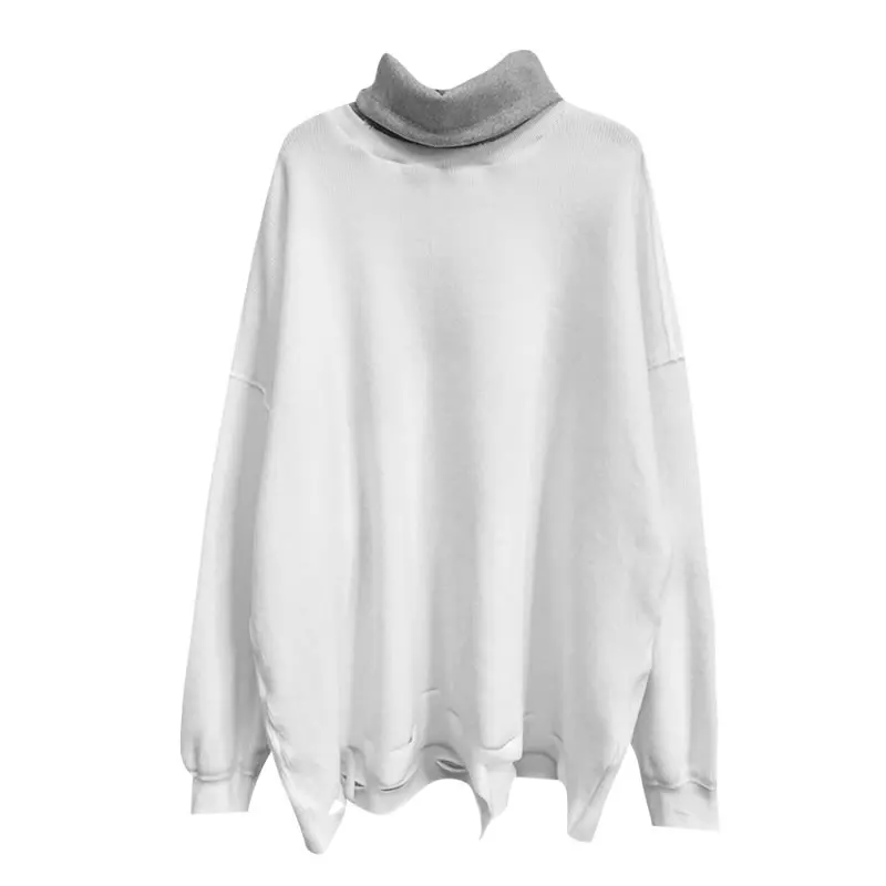white DMY1046 XITAO размера плюс свободная Лоскутная Толстовка женская одежда модная водолазка универсальная Толстовка Новая DMY1046 - Цвет: white DMY1046
