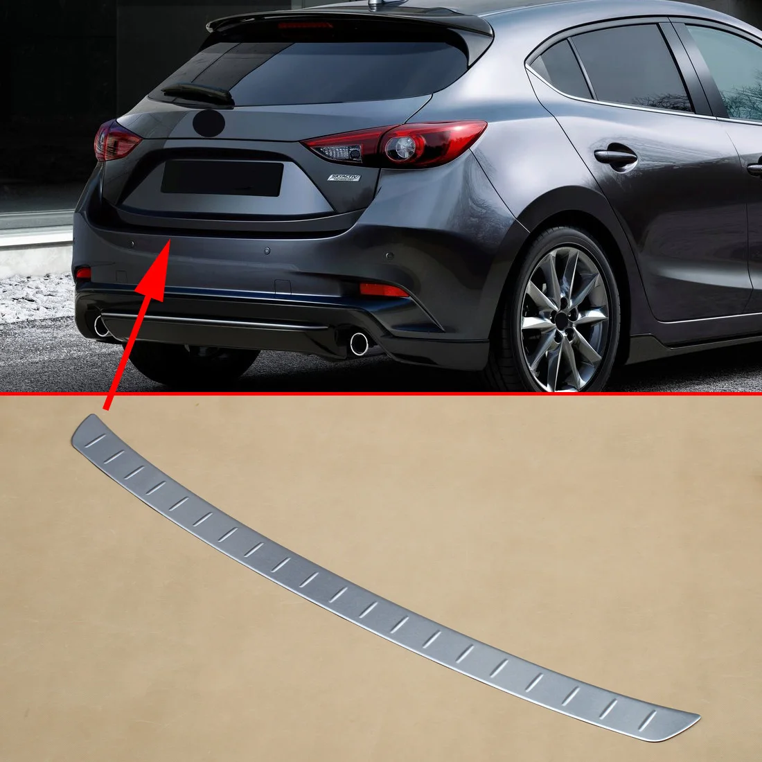 Защитная Накладка на порог заднего бампера подходит для Mazda 3 BM Hatchback 2017 2018