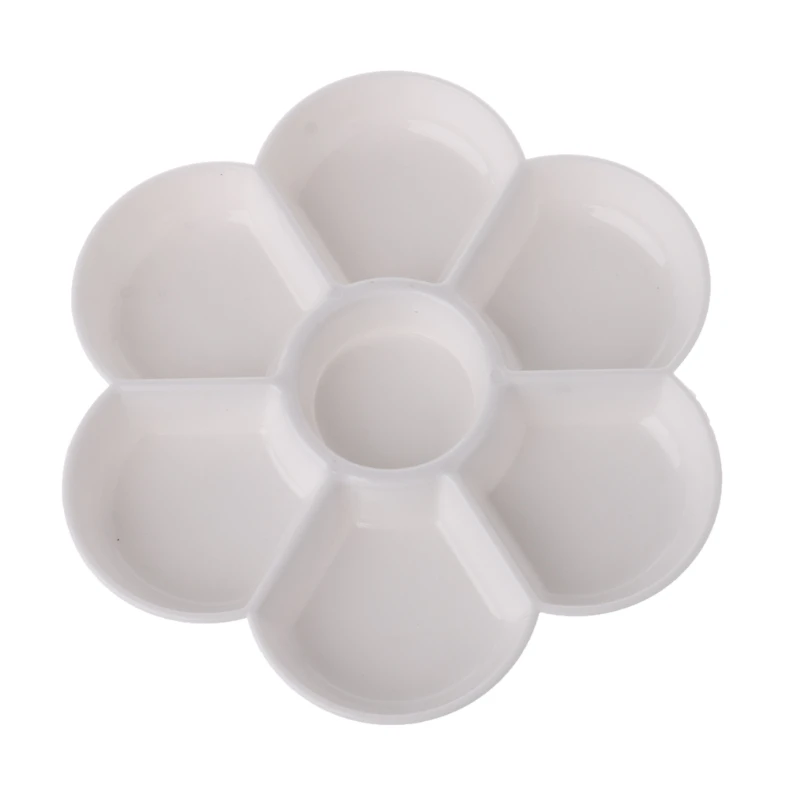 Палитра с 7 отверстиями, высококачественный акрил, гуашь, пластиковая палитра акварельных красок - Цвет: Белый
