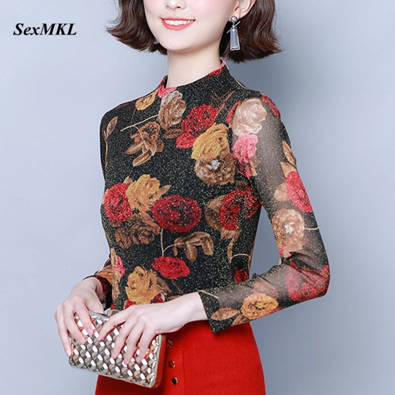 

Блузка женская оверсайз с длинным рукавом, модный офисный топ с принтом, элегантная облегающая Базовая рубашка в Корейском стиле, зима 2023