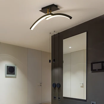 

Room light Bend Nordic ceiling lights simple modern brushed gold led study room lamp warm romantic bedroom ceiling lamps