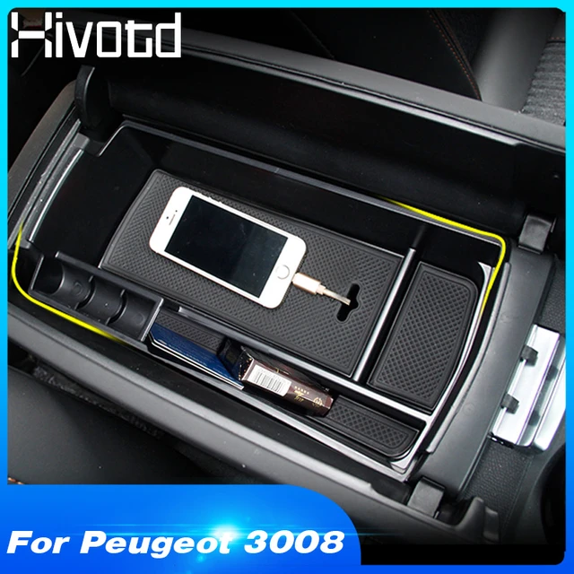 Accoudoir intérieur noir pour Peugeot 3008 GT 2016 – 2021, boîte de  rangement des gants, accessoires de voiture - AliExpress