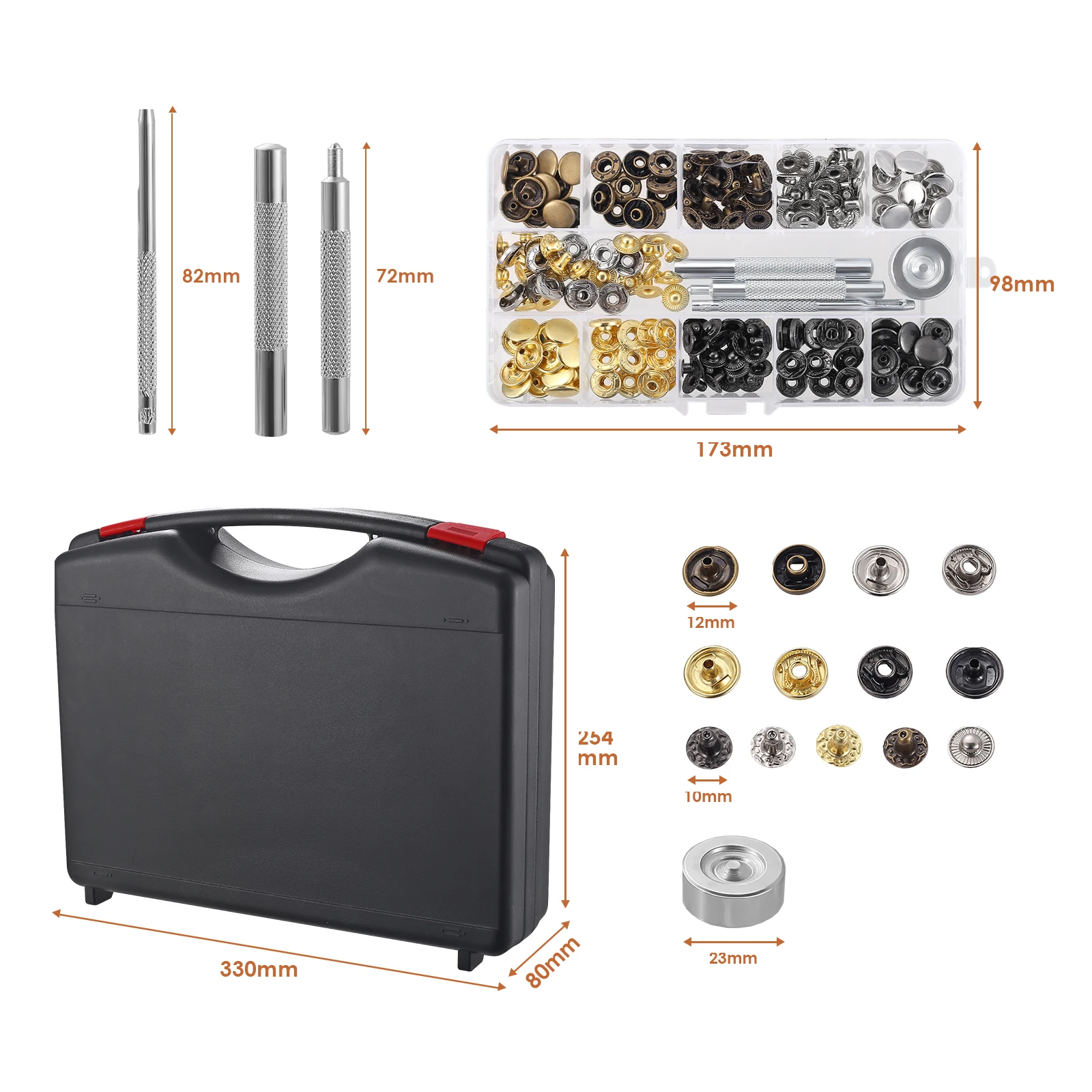 128 Pieces Leather Tool Kit, Leather Work Tool, Leathercraft Tools and Supplies with Stamping Tools Rivets Kit