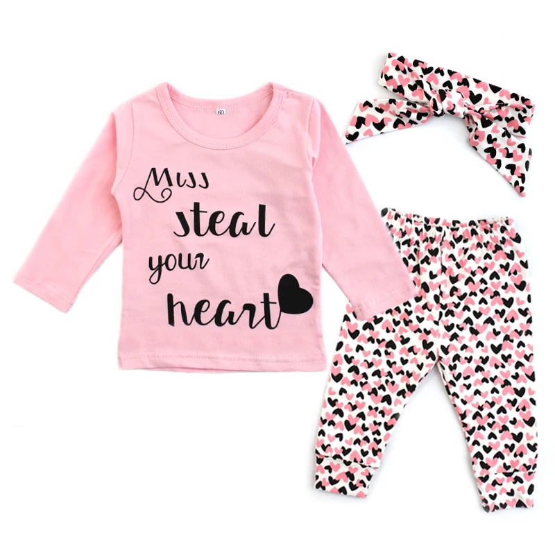 Комплект одежды для новорожденных девочек хлопковая розовая футболка с