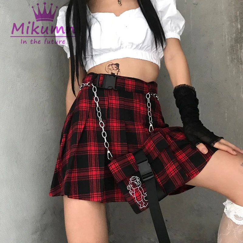 

Harajuku Women Skirt Punk High Waist Vintage Plaid Skirt Gothic Skirt Female Fashion Short Skirt New Style Saias Femininas