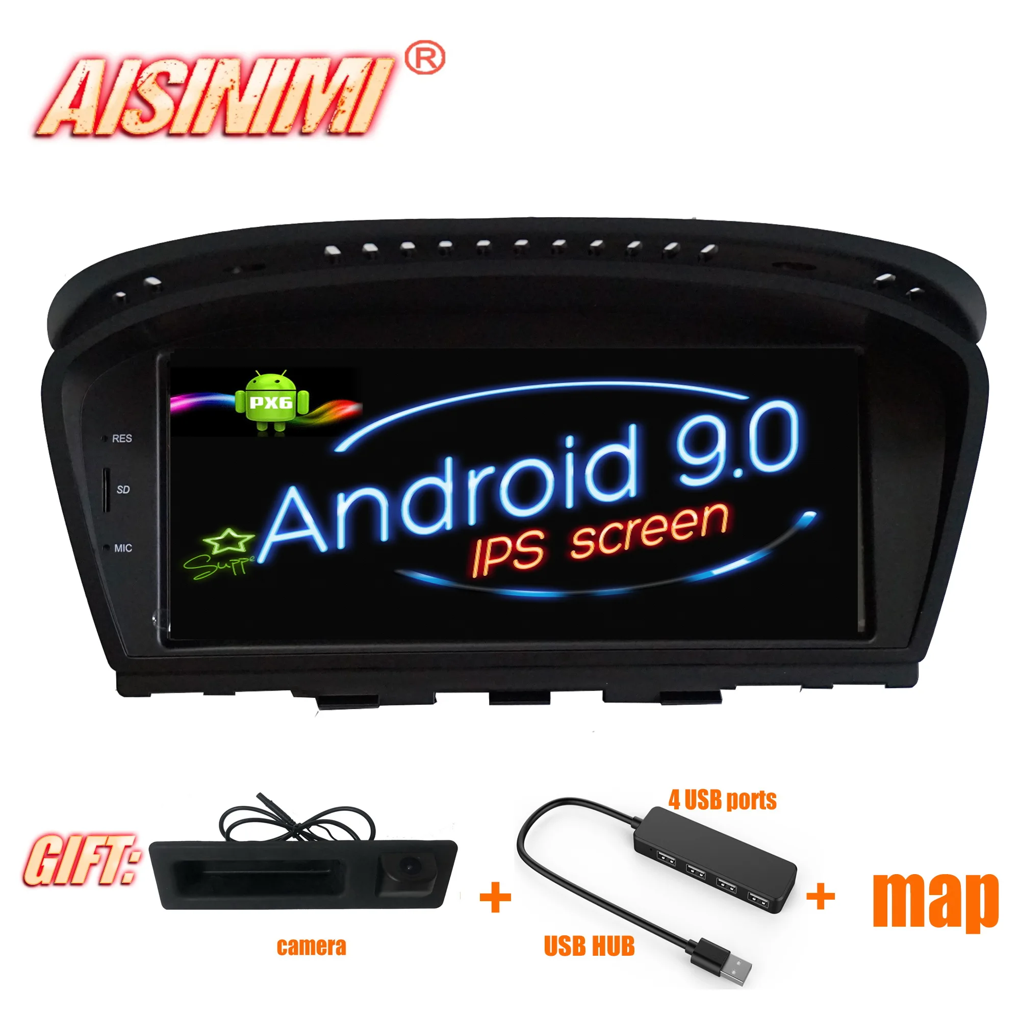 Cheap PX6 4G 32G Android 9.0 Car Dvd Navi Player FOR BMW 3 Series BMW 5 Series E60 E61 E63 E64 E90 E91 E92 CCC/CIC stereo car monitor all in one 1