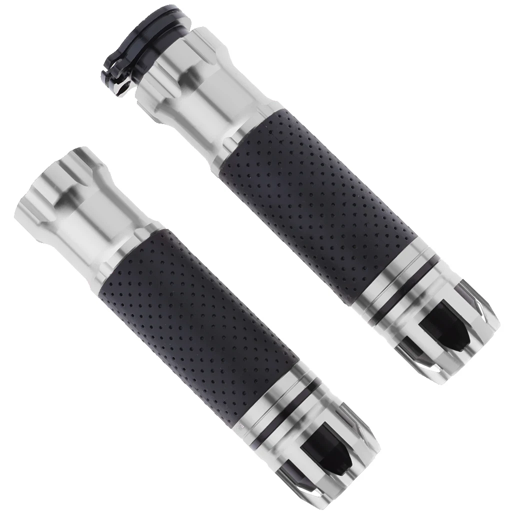 Silver 55x35x35mm 1 Pair Metal Rubber Gel Ergonomic Handlebar Grips Hand Grips 7/8inch for Motorcycle Sports MTB Bike - Цвет: Silver 55x35x35mm