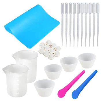 

Silicone Mixing Cups for Resin Silicone Measuring Cups 100Ml Epoxy Resin Mixing Cups with Silicone Mat 2PCS Silicone Stir Stick