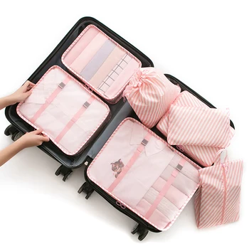 

7PCS/Set Luggage Packing Travel Organizer Clothes Storage Waterproof Bags Mesh Bag In Pouch Packing CubeTravel Accessories