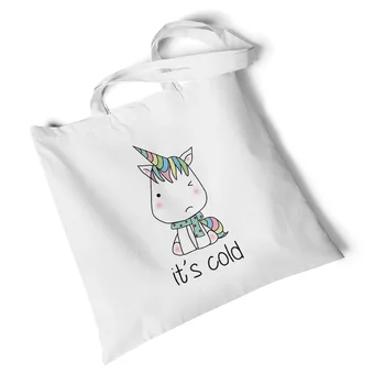 

Lychee Girls Kawaii Unicorn Printed Fashion Shopping Bag Canvas Bag Women Shoulder Bag Simple White Shopper Bag