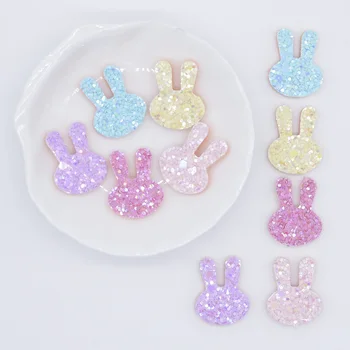 

50Pcs/lot Glitter Kawaii Rabbit Applique for Handmade Crafts Ornament DIY Headwear Hair BB Clips Bow Decor Accessory Patches P31