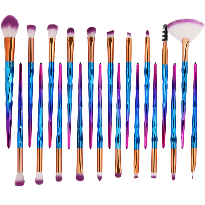 Фиолетовый BE 20pcs набор кистей для макияжа инструмент для макияжа основа порошок маскировки профиль Косметические кисти для макияжа Набор - Handle Color: Фиолетовый