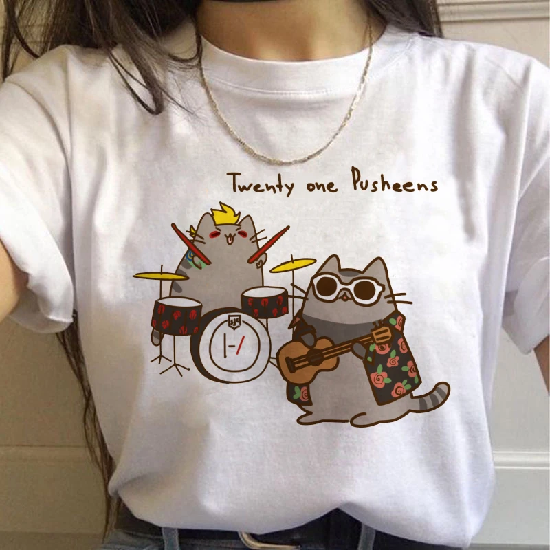Kawaii Cat, женские футболки, Harajuku Ullzang, забавная футболка, 90 s, мультяшный принт, футболка, графический корейский стиль, топы, футболки, женская одежда