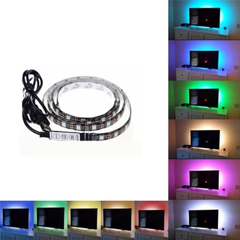 

Flexible LED Strip Light Manual USB Self-adhesive Car 5050 RGB TV Backlight 5V Waterproof 5/10/20/30/40/50cm Multicolor Indoor
