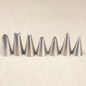 

7pcs/set Cookies Supplies 304 Stainless Steel Kitchen Gadgets Pastry Nozzle Leaf Shape Silver Fondant Decor Cakes Decoration Set