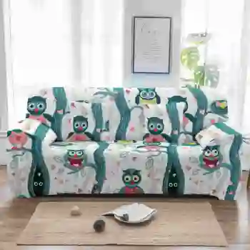 

Homesky Owl Pattern Sofa Cover Printed Elastic Sofa Cover for Living Room Couch Cover Sofa Towel 1/2/3/4-seater Slipcovers