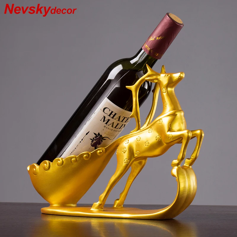 

Reindeer sleigh wine tray home decoration accessories resin statue wine kitchen table Christmas sleigh vintage decor dining