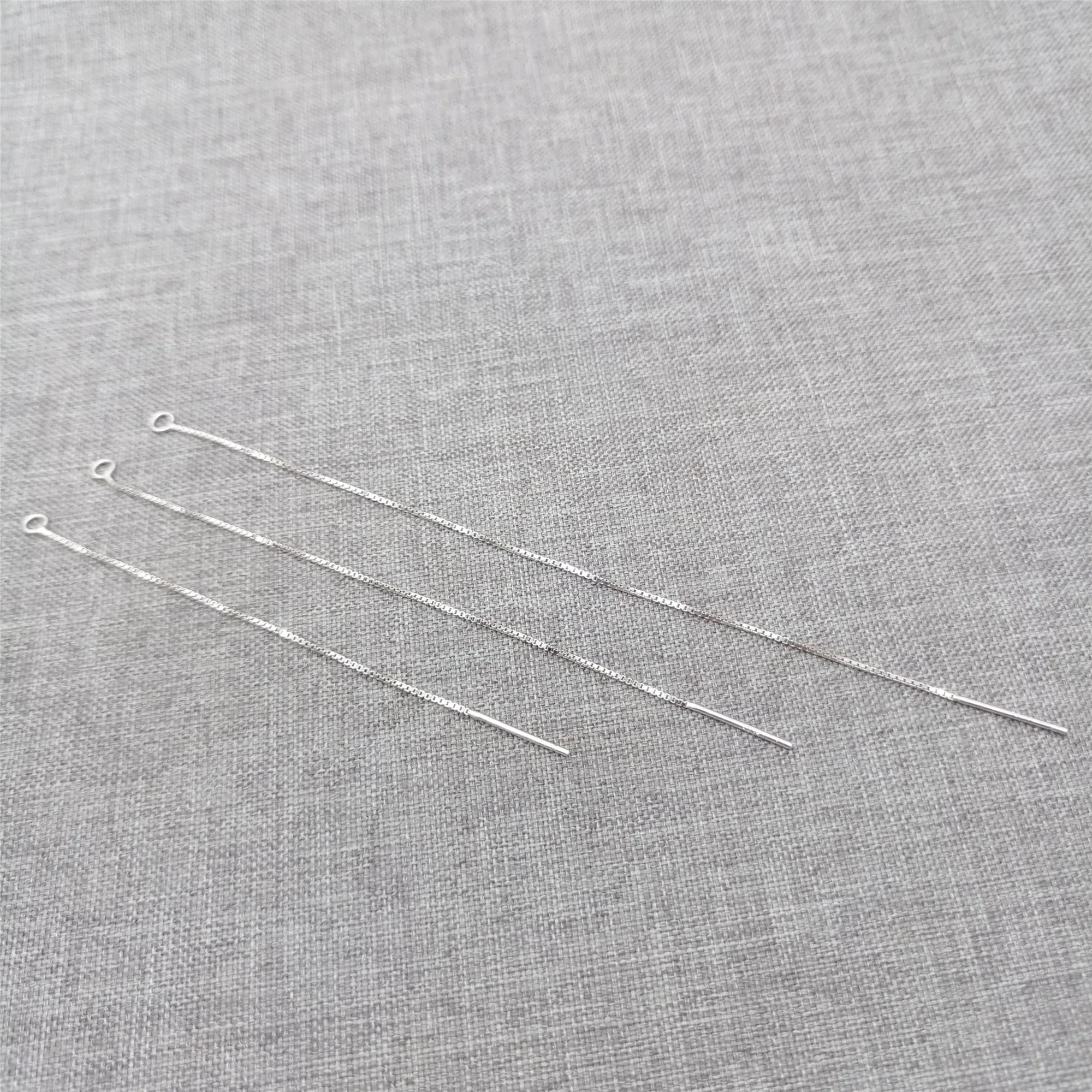 8pcs of 925 Sterling Silver Box Chain Earring Threaders w/ Closed Ring Rhodium Plated Ear Wire Threads