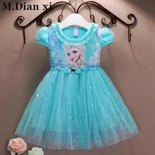 Платья для девочек; летняя одежда для малышей; платье принцессы Анны и Эльзы; карнавальный костюм Снежной Королевы; вечерние костюмы для детей; Новогодняя одежда
