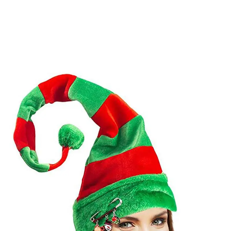 

Funny Party Hats Christmas Hat Long Striped Felt Plush Elf Cap Holiday Theme Hats Christmas Party Accessory