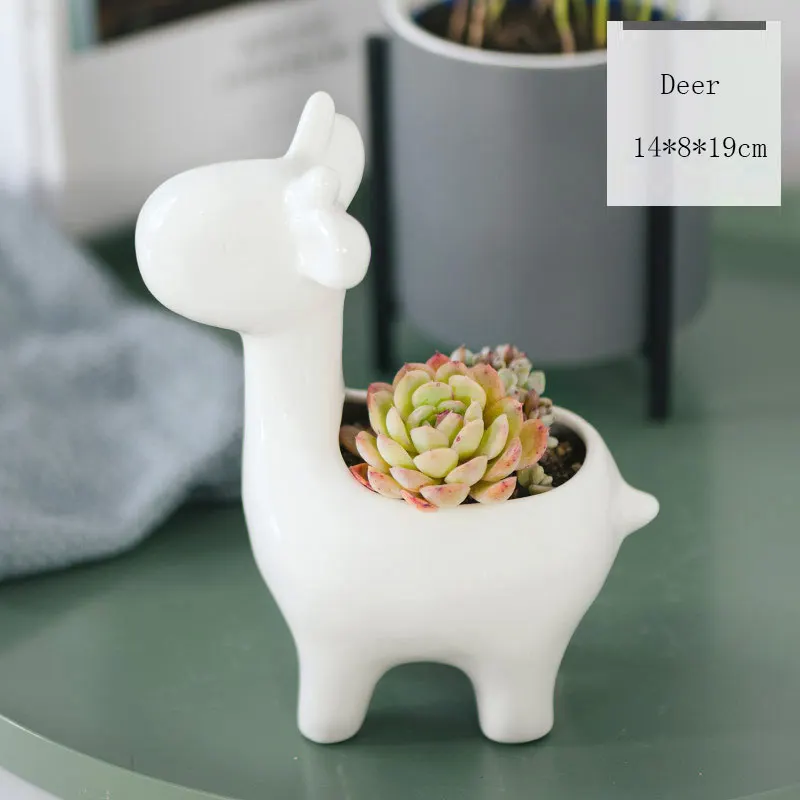 Giraffe Европейский ручной работы в форме животных горшок для растений маленький керамический цветочный горшок для суккулентов керамические украшения для дома и сада - Цвет: Giraffe